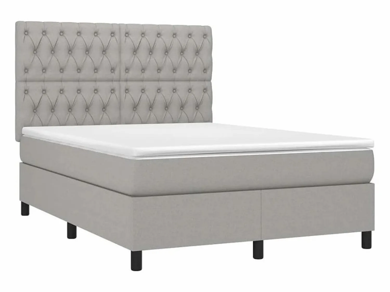 Outlet Clicnbuy Cama box spring colchón y luces LED tela gris claro 140x190 cm