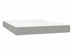 Outlet Clicnbuy Cama box spring colchón y luces LED tela gris claro 140x190 cm