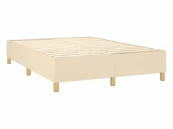 Best Cama box spring colchón y luces LED tela crema 140x190 cm Somier - 140X190Cm