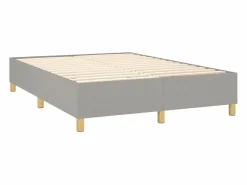 Clicnbuy Cama box spring colchón y luces LED tela gris claro 140x190 cm