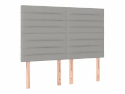 Clicnbuy Cama box spring colchón y luces LED tela gris claro 140x190 cm