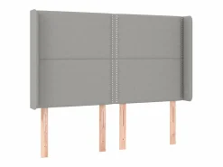 New Cama box spring colchón y luces LED tela gris claro 140x190 cm Somier - 140X190Cm