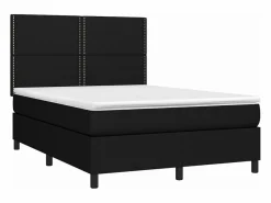 Cama box spring colchón y luces LED tela negro 140x190 cm Somier - 140X190Cm