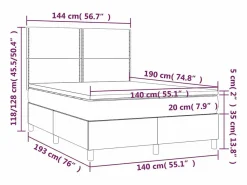 Cama box spring colchón y luces LED tela negro 140x190 cm Somier - 140X190Cm