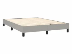 Clicnbuy Cama box spring colchón y luces LED tela gris claro 140x190 cm