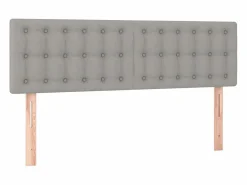 Clicnbuy Cama box spring colchón y luces LED tela gris claro 140x190 cm