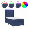 Discount Cama box spring colchón y luces LED tela azul 90x190 cm Somier Tapizado|Somier - 90X190Cm