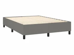 Clicnbuy Cama box spring colchón y luces LED tela gris oscuro 140x190 cm
