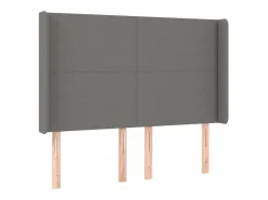 Clicnbuy Cama box spring colchón y luces LED tela gris oscuro 140x190 cm