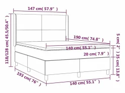 Clicnbuy Cama box spring colchón y luces LED tela gris oscuro 140x190 cm