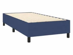 Outlet Cama box spring colchón y luces LED tela azul 90x190 cm Somier - 90X190Cm