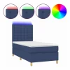 Online Cama box spring colchón y luces LED tela azul 90x190 cm Somier Tapizado|Somier - 90X190Cm