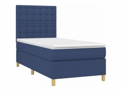 Online Cama box spring colchón y luces LED tela azul 90x190 cm Somier Tapizado|Somier - 90X190Cm