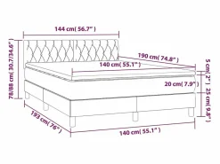 Clicnbuy Cama box spring colchón y luces LED tela gris claro 140x190 cm