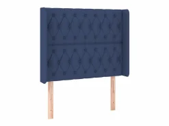 Clicnbuy Cama box spring colchón y luces LED tela azul 90x190 cm