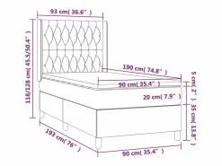 Clicnbuy Cama box spring colchón y luces LED tela azul 90x190 cm