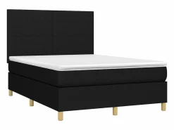 Clicnbuy Cama box spring colchón y luces LED tela negro 140x190 cm
