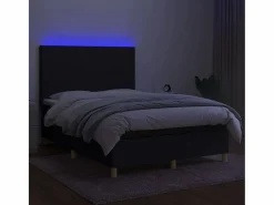 Clicnbuy Cama box spring colchón y luces LED tela negro 140x190 cm