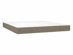Outlet Cama box spring colchón y luces LED tela gris taupe 180x200 cm Somier - 180X200Cm