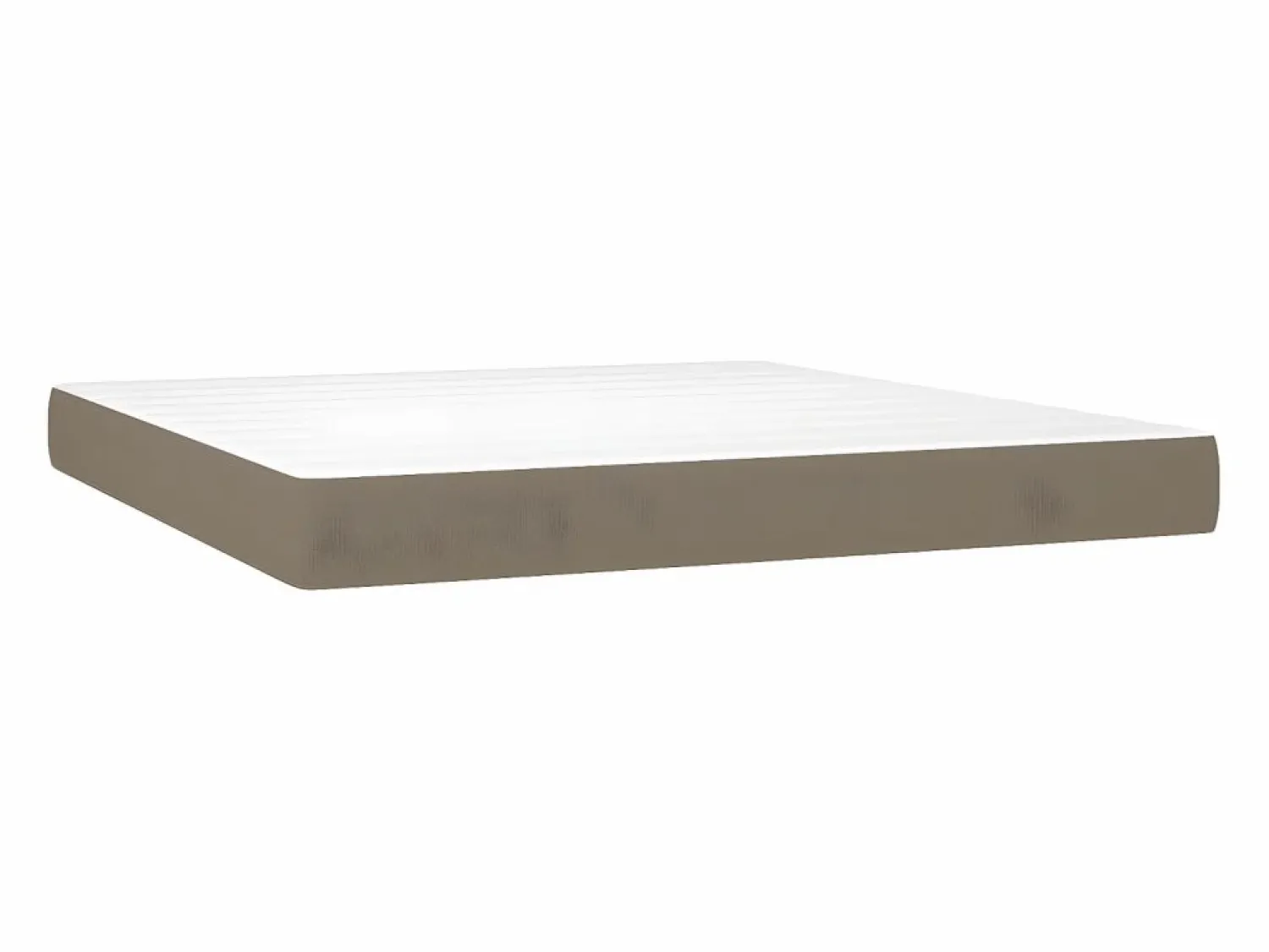 Outlet Cama box spring colchón y luces LED tela gris taupe 180x200 cm Somier - 180X200Cm