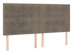 Outlet Cama box spring colchón y luces LED tela gris taupe 180x200 cm Somier - 180X200Cm