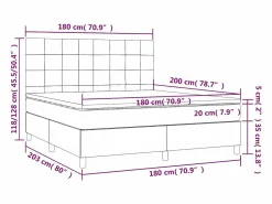 Outlet Cama box spring colchón y luces LED tela gris taupe 180x200 cm Somier - 180X200Cm