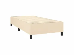 Clicnbuy Cama box spring colchón y luces LED tela color crema 90x190 cm
