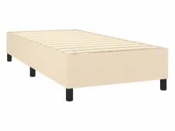 Clicnbuy Cama box spring colchón y luces LED tela color crema 90x190 cm
