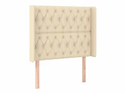 Clicnbuy Cama box spring colchón y luces LED tela color crema 90x190 cm