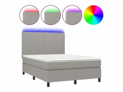 Hot Clicnbuy Cama box spring colchón y luces LED tela gris claro 140x190 cm