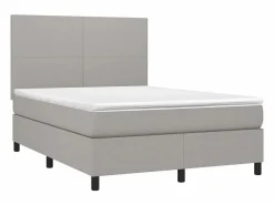 Hot Clicnbuy Cama box spring colchón y luces LED tela gris claro 140x190 cm