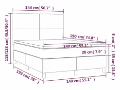 Hot Clicnbuy Cama box spring colchón y luces LED tela gris claro 140x190 cm