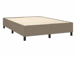 Clicnbuy Cama box spring colchón y luces LED tela gris taupe 140x200 cm