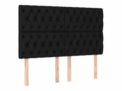 Clicnbuy Cama box spring colchón y luces LED tela negro 140x190 cm