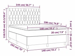 Clicnbuy Cama box spring colchón y luces LED tela negro 140x190 cm