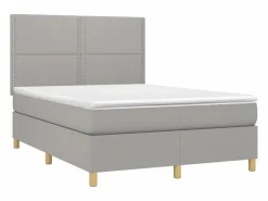 Sale Cama box spring colchón y luces LED tela gris claro 140x190 cm Somier - 140X190Cm