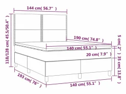 Sale Cama box spring colchón y luces LED tela gris claro 140x190 cm Somier - 140X190Cm