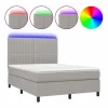 Hot Clicnbuy Cama box spring colchón y luces LED tela gris claro 140x190 cm