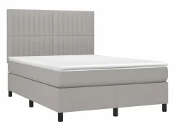 Hot Clicnbuy Cama box spring colchón y luces LED tela gris claro 140x190 cm