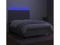 Hot Clicnbuy Cama box spring colchón y luces LED tela gris claro 140x190 cm