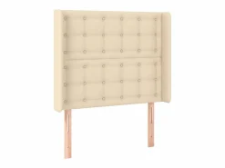 Outlet Clicnbuy Cama box spring colchón y luces LED tela color crema 90x190 cm