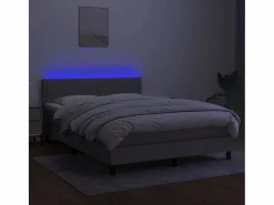Clearance Cama box spring colchón y luces LED tela gris claro 140x190 cm Somier Tapizado|Somier - 140X190Cm