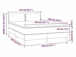Clearance Cama box spring colchón y luces LED tela gris claro 140x190 cm Somier Tapizado|Somier - 140X190Cm