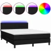 Sale Cama box spring colchón y luces LED tela negro 140x190 cm Somier - 140X190Cm