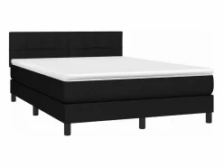 Sale Cama box spring colchón y luces LED tela negro 140x190 cm Somier - 140X190Cm