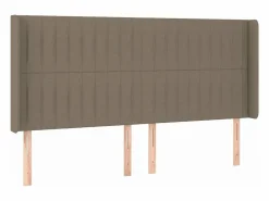 Clicnbuy Cama box spring colchón y luces LED tela gris taupe 180x200 cm