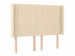 Discount Cama box spring colchón y luces LED tela crema 140x190 cm Somier - 140X190Cm