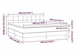 Clearance Cama box spring colchón y luces LED tela gris taupe 180x200 cm Somier - 180X200Cm