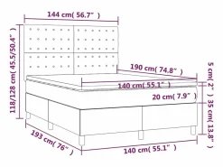 Sale Clicnbuy Cama box spring colchón y luces LED tela negro 140x190 cm