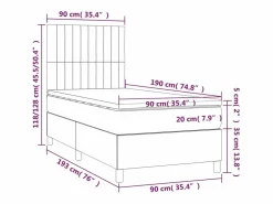 New Clicnbuy Cama box spring colchón y luces LED tela azul 90x190 cm